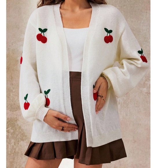 Maternity Cream Open Front Loose Fit Knit Cardigan - Picture 1 of 6